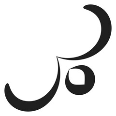 Thin line vintage corner. Medieval period of the Victorian dynasty. Fancy black monogram frame design element abstract icon collection Flower simple symbol