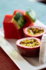 Passion fruit on a plate