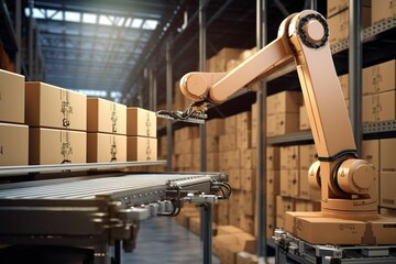 Robot arms are sorting goods, robot arms are sorting express delivery, modern logistics technology