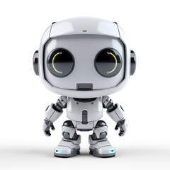 a tiny robot made of gelly in shades of gray, Isolated pure on transparency background PNG