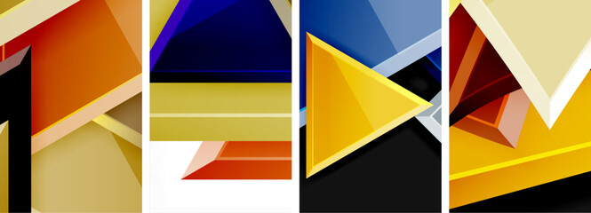 Triangle composition poster background set for wallpaper, business card, cover, poster, banner, brochure, header, website