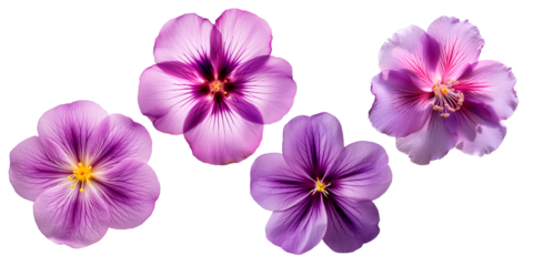 Set of Violet flowers, isolated on transparent background, Blossom