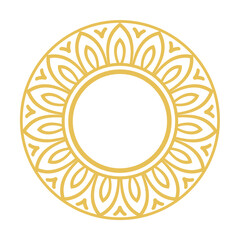 Golden Floral Mandala Style Ornamental Round Frame