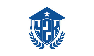 YZK three letter iconic academic logo design vector template. monogram, abstract, school, college, university, graduation cap symbol logo, shield, model, institute, educational, coaching canter, tech
