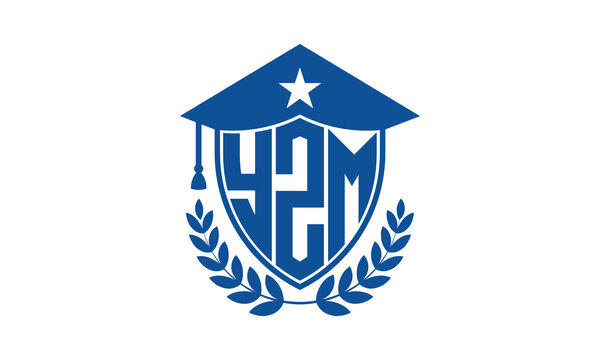 YZM three letter iconic academic logo design vector template. monogram, abstract, school, college, university, graduation cap symbol logo, shield, model, institute, educational, coaching canter, tech