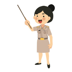 Happy Smiling Thai Teacher Teaching ,  Female Teacher Conducting Engaging Lesson