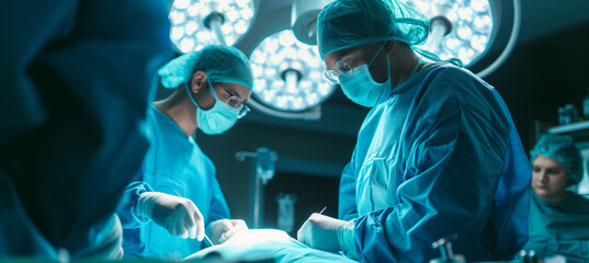 Skilled surgeon performing precise surgical procedure in modern operating room