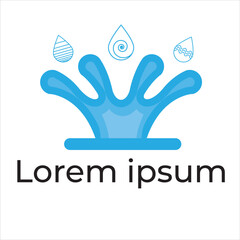 Logo church. Christian symbols. Cross and waves. Jesus - the source of living water.
