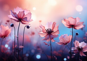 painting of beautiful flowers in nature background image