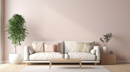 Fototapeta na wymiar interior modern bright room with white sofa