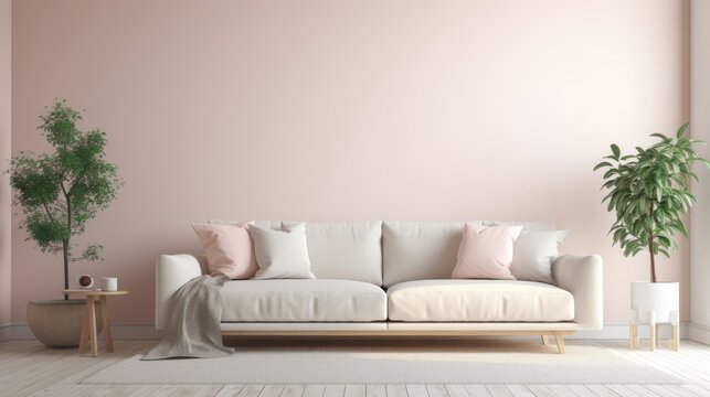 interior modern bright room with white sofa