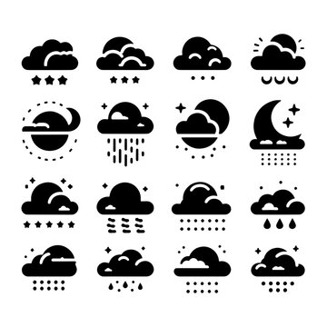 Cloud line icons set