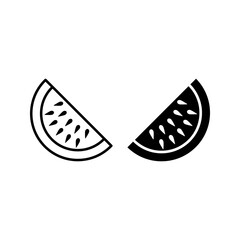 Watermelon fruit slice or cross section with seeds line art vector icon color editable  - obrazy, fototapety, plakaty