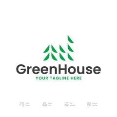 Minimal Flat Green House Logo Template