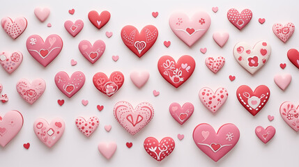 Fototapeta premium 3D Clay pattern with cute hearts