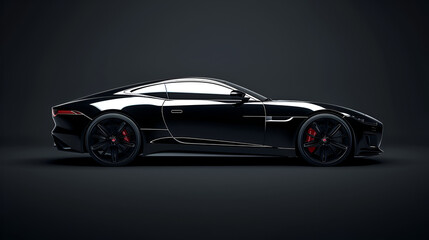 Black generic unbranded luxury sport car on a black background, generative ai