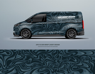 Sporty Medium van car wrap livery design vector file eps 10 printable file - obrazy, fototapety, plakaty