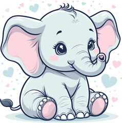 Cartoon cute baby elephant vector illustration