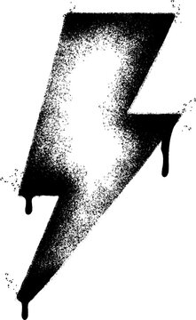Spray Painted Graffiti electric lightning bolt symbol Sprayed isolated with a white background.