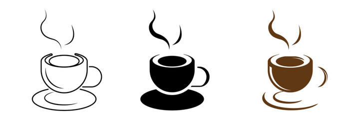 Coffee cup outline, filled vector icon, tea cup vector illustration symbol.