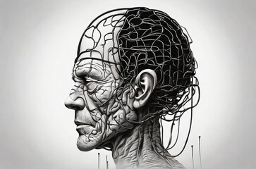 Become entangled wire or thread in head as thoughts or mind