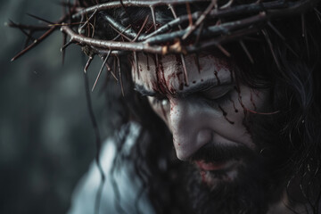 Jesus Christ wearing crown of thorns Passion and Resurection