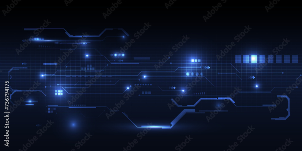 Wall mural abstract technology background with glowing digital circuit lines.futuristic technology concepts.
