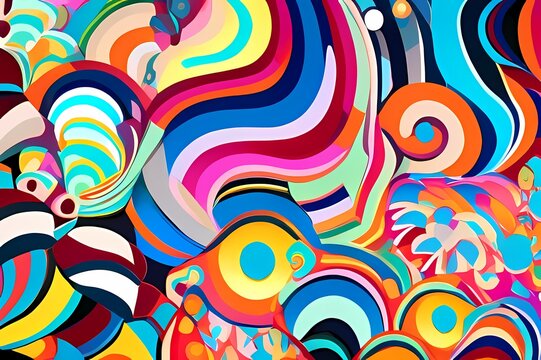 An abstract artwork with swirling colors and patterns.