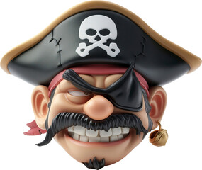 3d style pirate isolated on transparent background. PNG