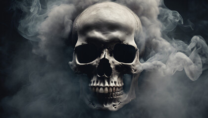 skull with smoke coming out of its eye sockets