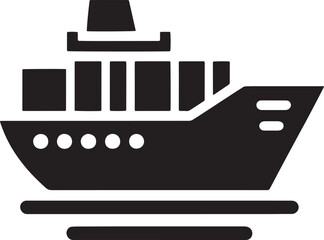 Maritime Cargo Ship Silhouette vector