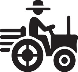 Farmer on Tractor Silhouette vector