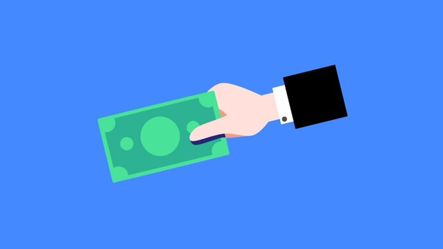 hand with money switch to credit card simple animation 