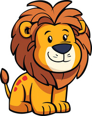 Cartoon style lion isolated on transparent background. PNG