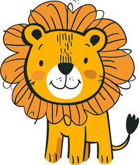 Obraz premium Cartoon style lion isolated on transparent background. PNG