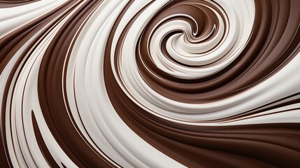 Close-up reveals a delightful chocolate and white swirl pattern on a white backdrop. Ai Generated.