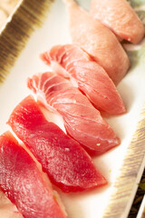 Tuna sushi in various parts