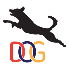 Silhouette of a DOG jumping