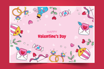 Fototapeta na wymiar hand drawn valentine s day background design vector illustration