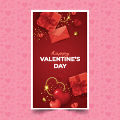 realistic valentine s day instagram stories collection design vector illustration