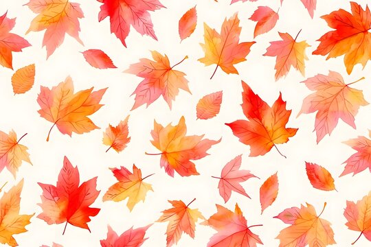 red autumn maple leaf pattern on white background. flat lay, top view. autumn wallpaper
