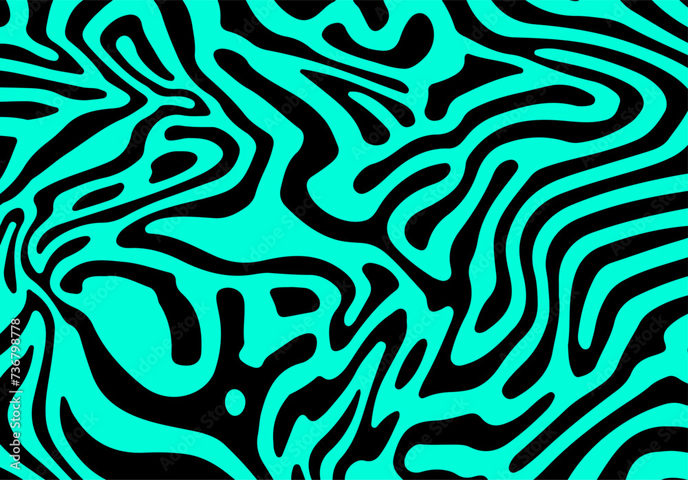 Aufkleber Psychedelic abstract geometric distorted background with glitched curved lines.