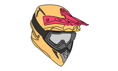 line art color of motorcycle helmet vector illustration