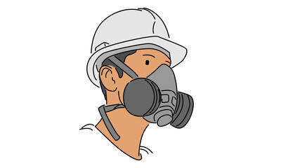 line art color of man with respirator mask vector illustration