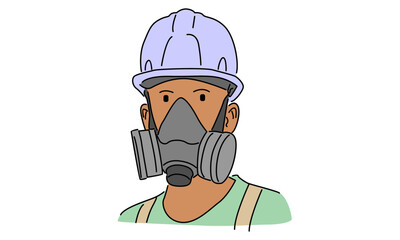 line art color of man with respirator mask vector illustration