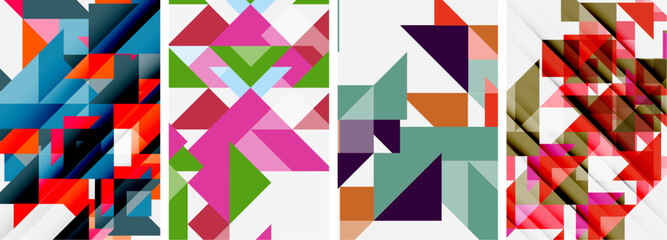 Triangle poster geometric background set