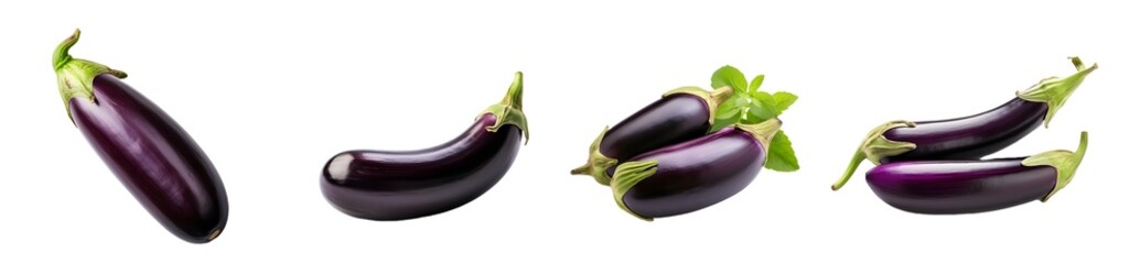 eggplant isolated on a transparent PNG background, white background , Generative Ai