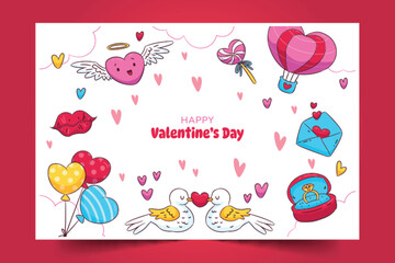 hand drawn valentine s day background design vector illustration