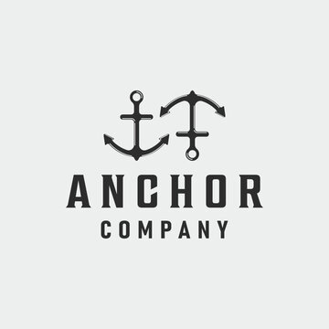 anchor logo vintage vector icon symbol illustration template design