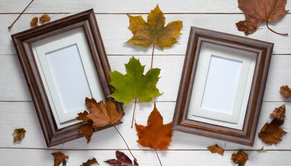 Autumn frame with leaves. Generative AI
